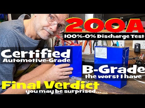 My worst B-Grade cells vs. Certified Automotive Grade in a 100%-0% 200Amp Discharge Test. Surprised?